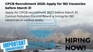 Apply for CPCB recruitment 2023 before March 31. Central Pollution Control Board is hiring for 163 vacancies in various posts. Click for more details.